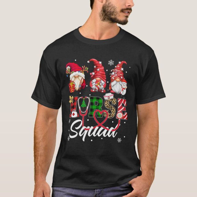 T-shirt Escouade de l'équipage de Noël Gnome Xmas Infirmiè (Devant)