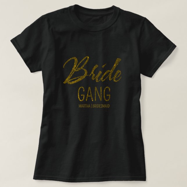 T-shirt Escouade de mariée personnalisée fausse or bachell (Design devant)