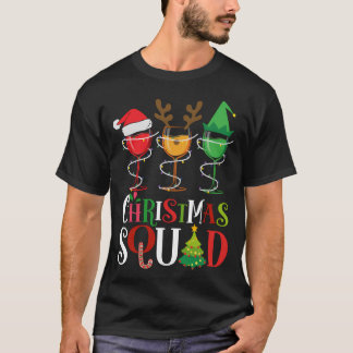 T-shirt Escouade de Noël Amoureux du vin Santa Hat Reinde