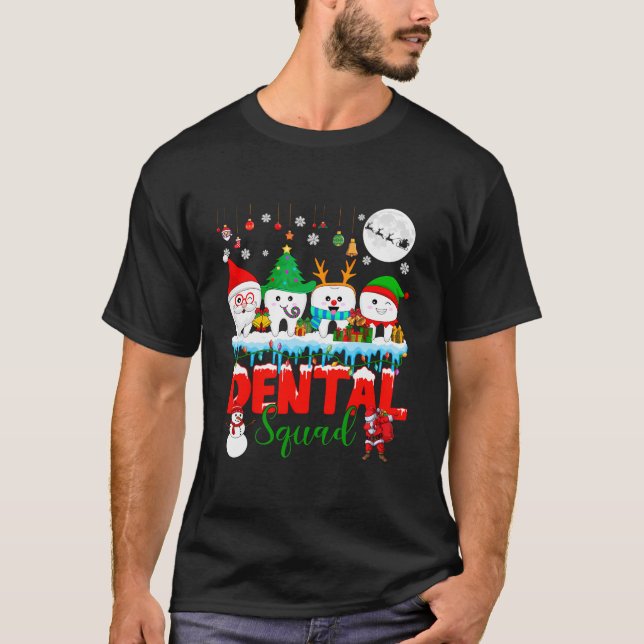 T-shirt Escouade dentaire Arbre de Noël Père Noël Reindeer (Devant)