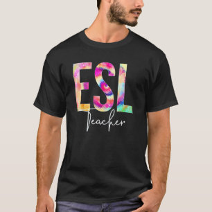 T-shirt Esl Enseignant Tie Dye Retour À L'École Femmes App