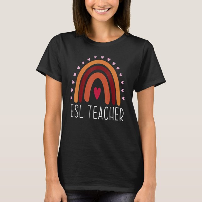 T-shirt ESL Teacher Boho Rainbow Back To School Appreciati (Devant)