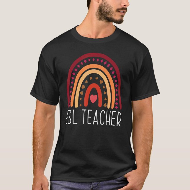 T-shirt ESL Teacher Boho Rainbow Back To School Appreciati (Devant)