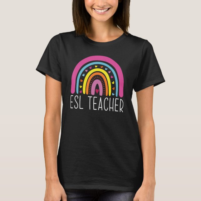 T-shirt ESL Teacher Boho Rainbow Back To School Appreciati (Devant)