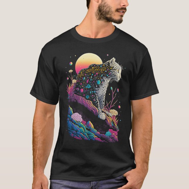 T-shirt Esoteric Leopard Crystals Cute Illustration  3 (Devant)