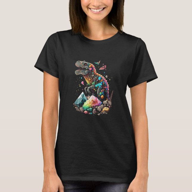 T-shirt Esoteric Rex Trex Crystals Cute Illustration  4 (Devant)