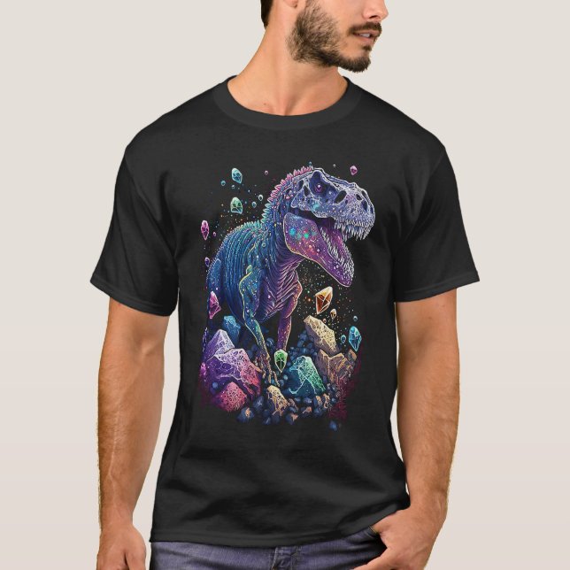 T-shirt Esoteric Rex Trex Crystals Cute Illustration  5 (Devant)