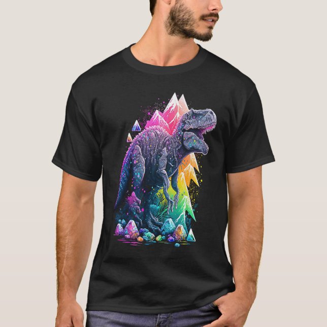 T-shirt Esoteric Rex Trex Crystals Cute Illustration  6 (Devant)