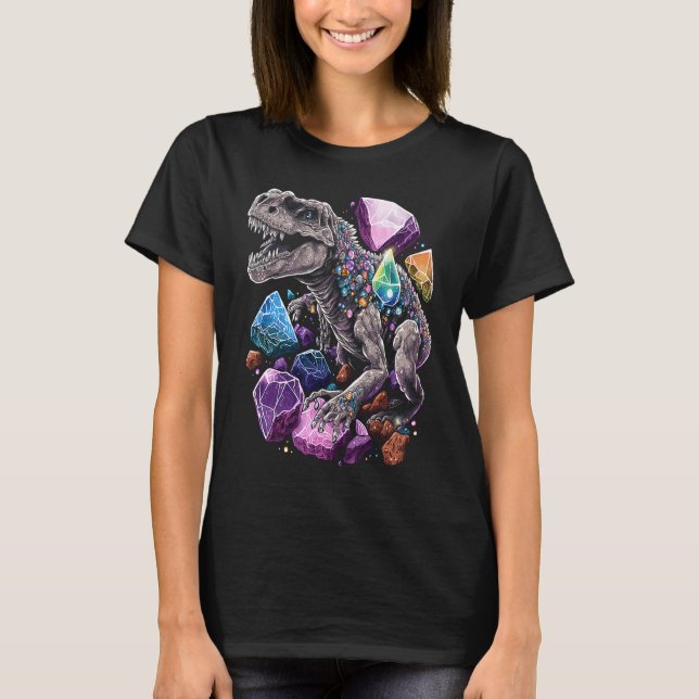 T-shirt Esoteric Rex Trex Crystals Cute Illustration  7 (Devant)