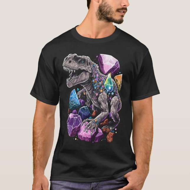 T-shirt Esoteric Rex Trex Crystals Cute Illustration  7 (Devant)