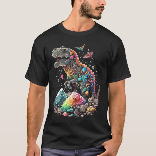 T-shirt Esoteric Rex Trex Crystals Cute Illustration Premi (Devant)