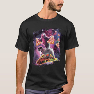 T-shirt Espace De Fente Avec Pizza Sur Le Carlin Riding Ta