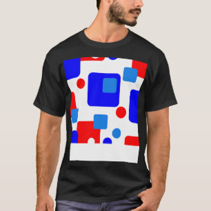 T-shirt Espace de rêve Abstrait rétro bleu rouge sur blanc