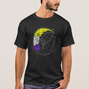 T-shirt Espace Lune Non binaire Chat Lgbt Fierté Avec Nb N