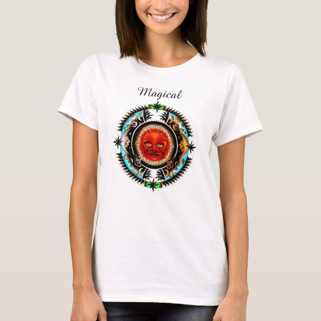 T-shirt Espace Soleil Et Lune Mandala (Devant)
