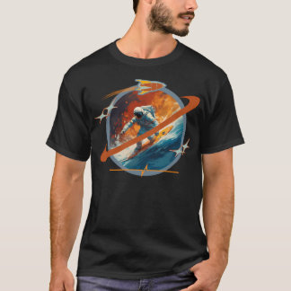 T-shirt Espace Surf Explorer Colorful Wave Surf Astronau