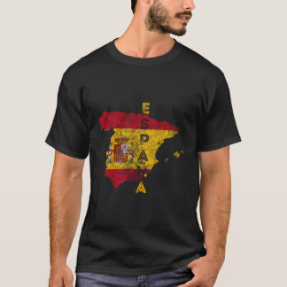 T-shirt Espagne Carte Et Drapeau Perturbé Espaã±A