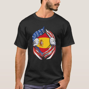 T-shirt Espagne Drapeau américain Fière de mon héritage es