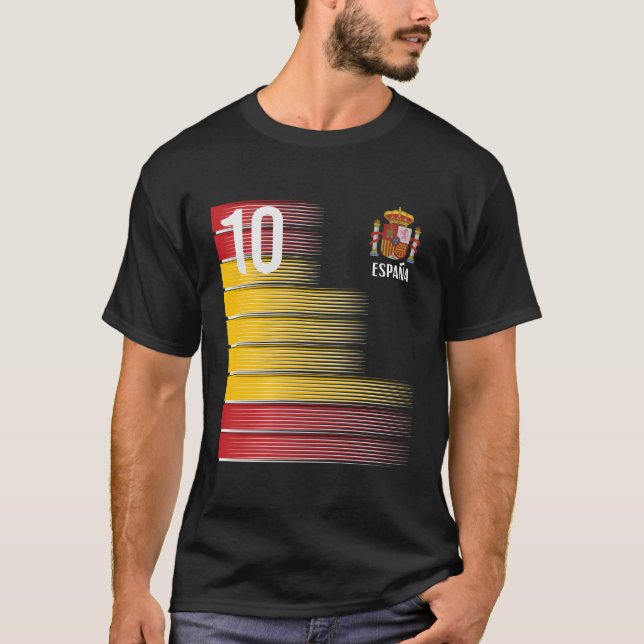 T-shirt Espagne Numéro 10 Espana Espagnol Soccer (Devant)