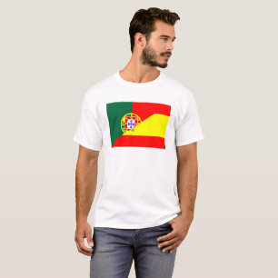 T-shirt espagne pays voisins du portugal à moitié drapeau 