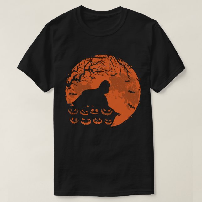 T-shirt Espagnol Cocker Américain Et Chien D'Halloween Lun (Design devant)