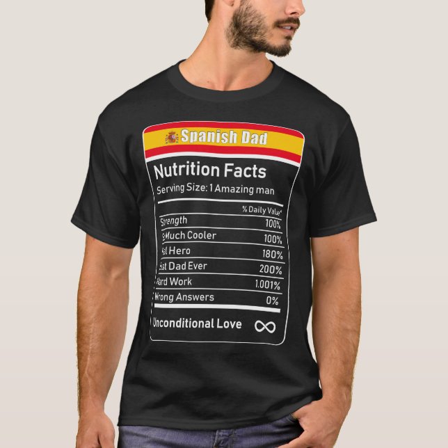 T-shirt Espagnol Papa Nutrition Facts Fête des pères Cadea (Devant)