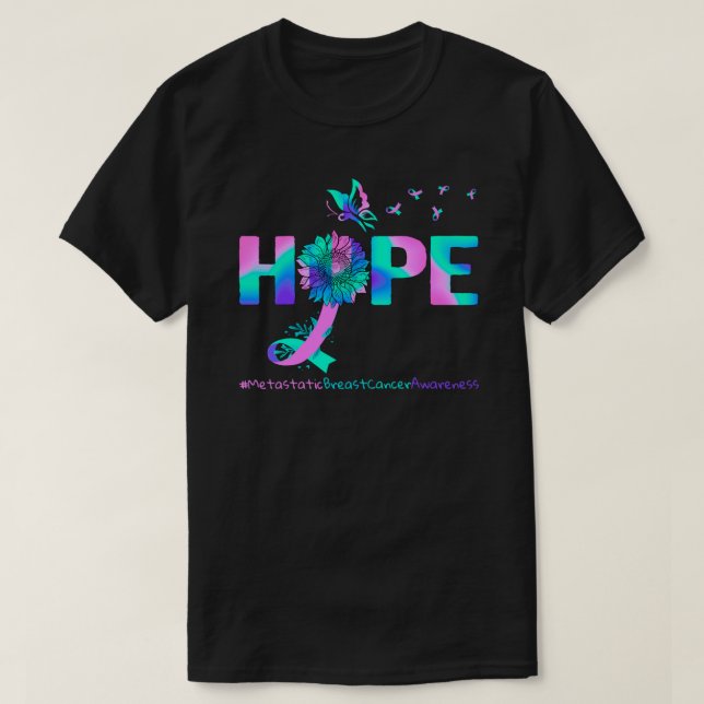 T-shirt Espère Papillon Tournesol Métastatique Cancer du s (Design devant)
