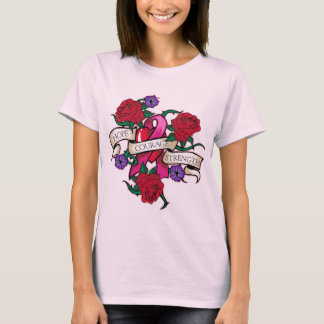 T-shirt Espoir, courage, Cancer de Force-Sein