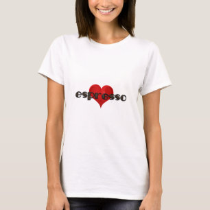T-shirt Espresso Heart Café Love Beans Red Heart Funny