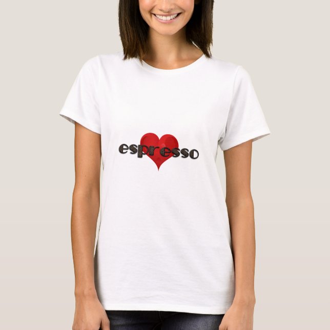 T-shirt Espresso Heart Café Love Beans Red Heart Funny (Devant)