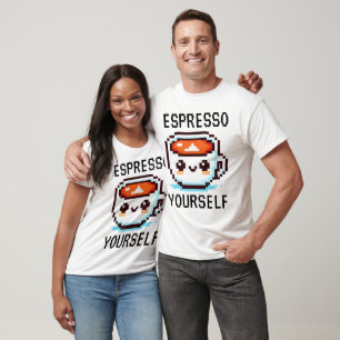 T-shirt Espresso Yourself - Drôle Pixel Art Conception Caf
