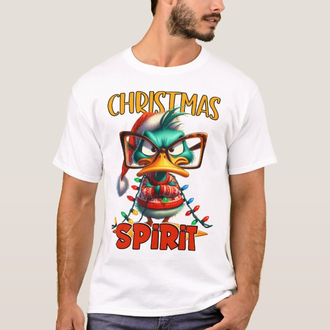 T-shirt Esprit de Noël - Canard rouge sarcastique Noël (Devant)