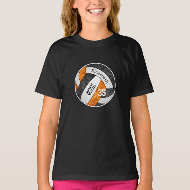 T-shirt esprit d'équipe de volley-ball de fille orange noi (Devant)