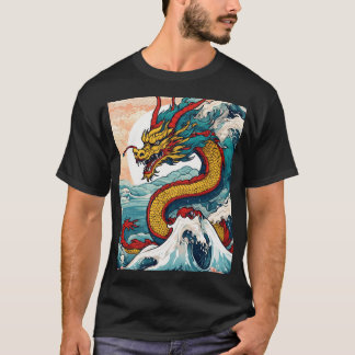 T-shirt Esprit d'Orient : Dessin du dragon japonais