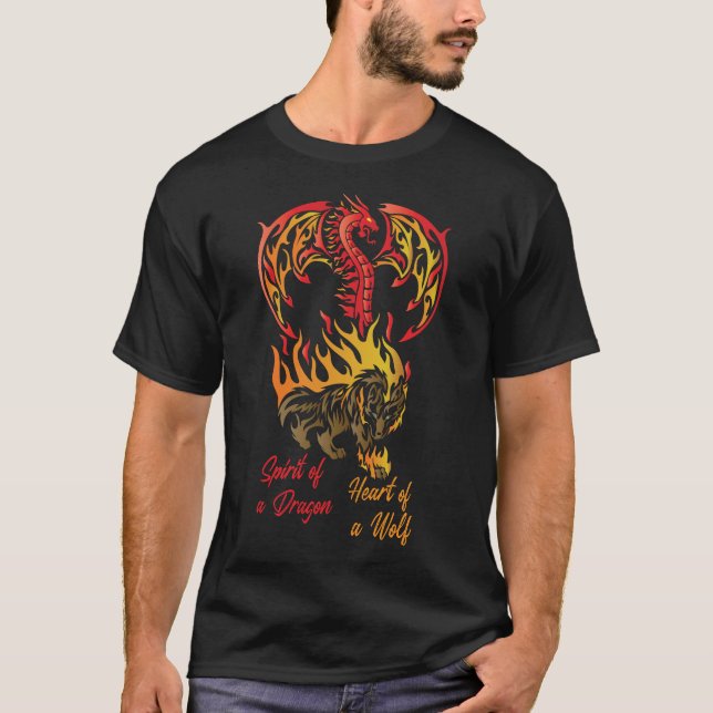 T-shirt Esprit d'un dragon, Coeur d'un loup (Devant)