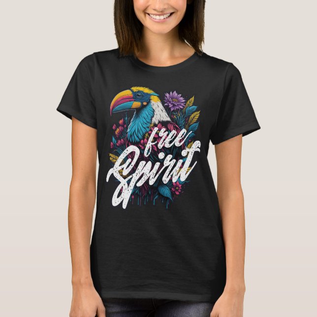 T-shirt Esprit libre toucan Villes estivales arc-en-ciel (Devant)