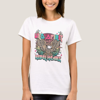 T-shirt Esprit Sauvage Cœur de Rebelle Aigle Rétro Graphiq
