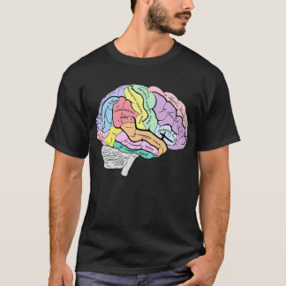 T-shirt Esquisse d'anatomie du cerveau pastel étiqueté