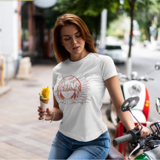 T-shirt Esquisse faciale pour fille Anime (Créateur téléchargé)