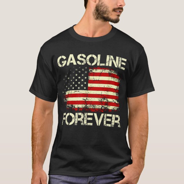 T-shirt Essence Forever Us Drapeau Drôle Carburant Gaz Voi (Devant)