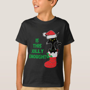 T-shirt Est-ce assez joyeux Chat Funny Feu de Noël Rouge