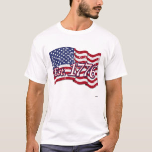 T-shirt Est. Drapeau américain 1776 - en détresse