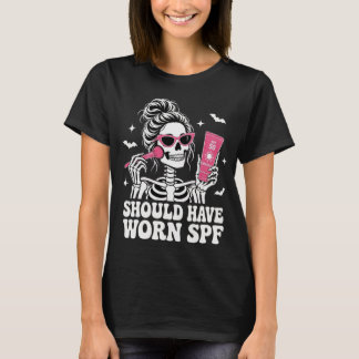 T-shirt Esthéticienne en soins de peau Halloween Squelette
