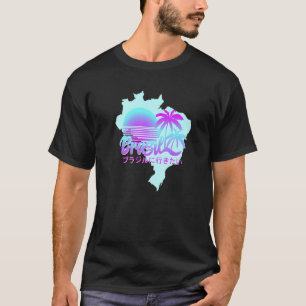 T-shirt Esthétique Brésil Vaporwave Style Brésilien Carte