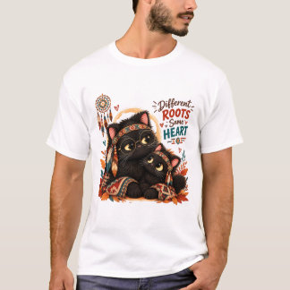 T-Shirt esthétique chat noir vintage – Gothique mi