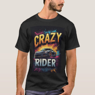 T-shirt Esthétique de la mode urbaine graffiti Crazy Rider