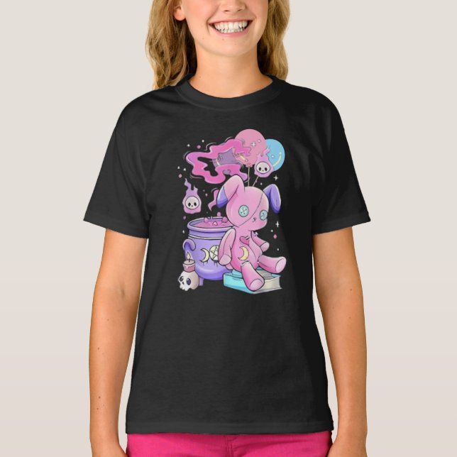 T-shirt esthétique déplaisant Éffrayant mignon gra (Devant)