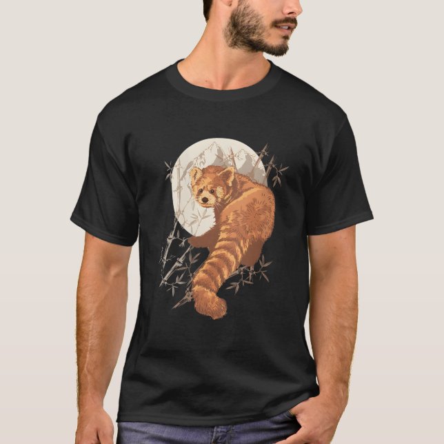 T-shirt Esthétique du Panda Roux avec des Bambous (Devant)