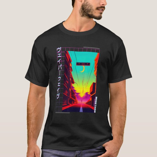 T-shirt Esthétique Otaku Vaporwave Japonaise Synthwave Rét (Devant)