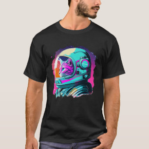 T-shirt Esthétique Vaporwave Space Cat 80s 90s Astronaut 1